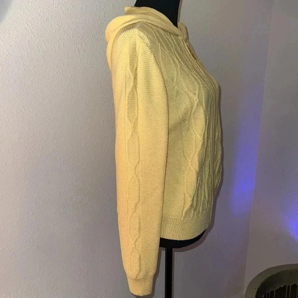 St. John by Marie Gray Women’s Buttery Yellow Hooded Cardigan Sweater Jumper M - Picture 5 of 16